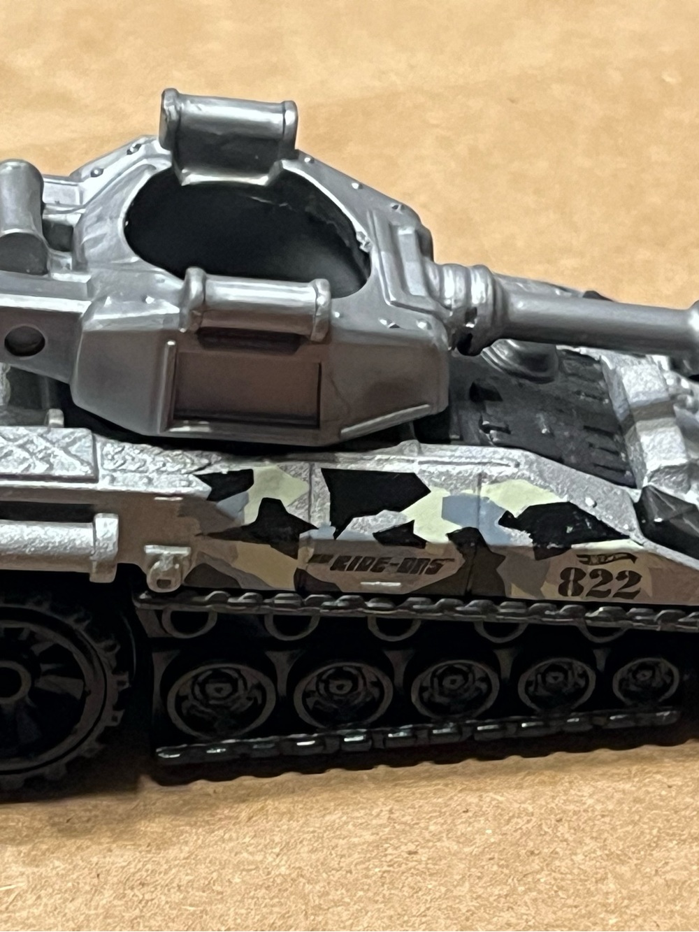 Silver & Black Camouflage Tank Toy for Kids